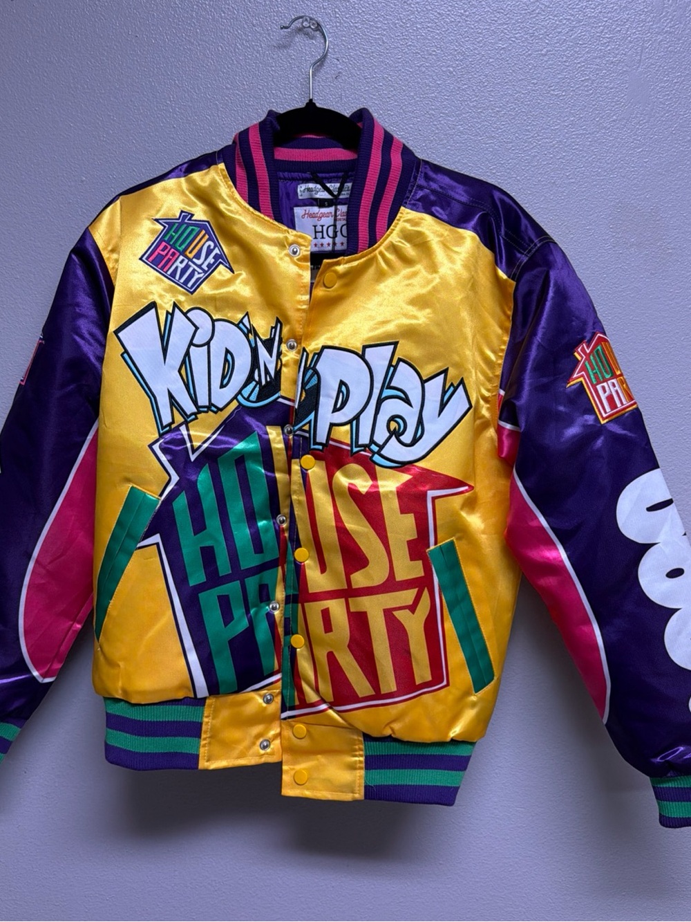 KID 'N PLAY House Party Satin Jacket - Yellow & Purple